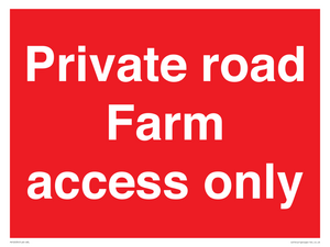 Private road Farm access only